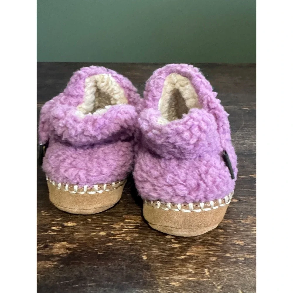 LL Bean Cozy Slipper Booties Toddler Size 5-6 Purple Suede Sole